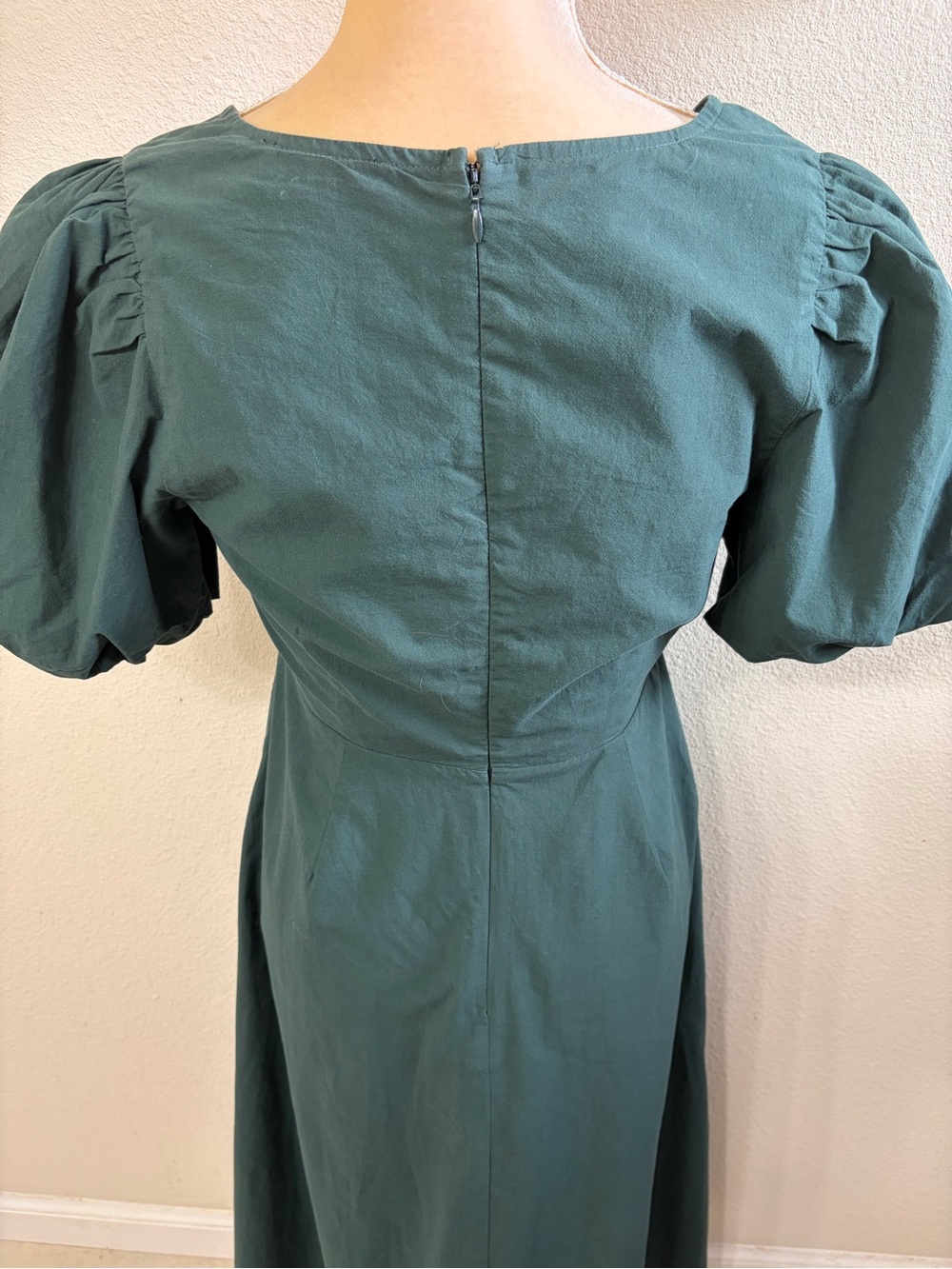 Madewell Poplin Cutout Puff Sleeve Midi Dress 4 - Picture 6 of 8